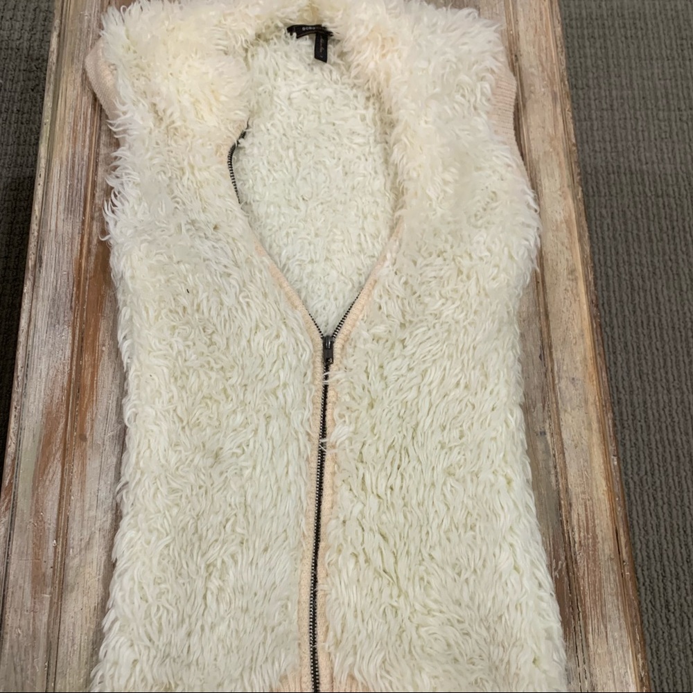 White BCBG fur vest